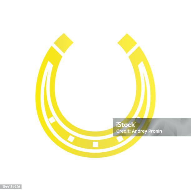 Horse Shoe Gold Icon On Background For Graphic And Web Design Simple Vector Sign Internet Concept Symbol For Website Button Or Mobile App Stock Illustration - Download Image Now