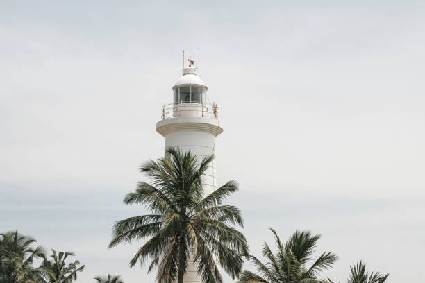 istock Galle lighthouse with palm trees in sky 1144158079