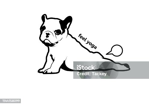 istock Cute Frenchie The Bulldog is Farting in Yoga Style. 1144158099