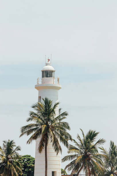 istock Galle lighthouse with palm trees in sky 1144158912