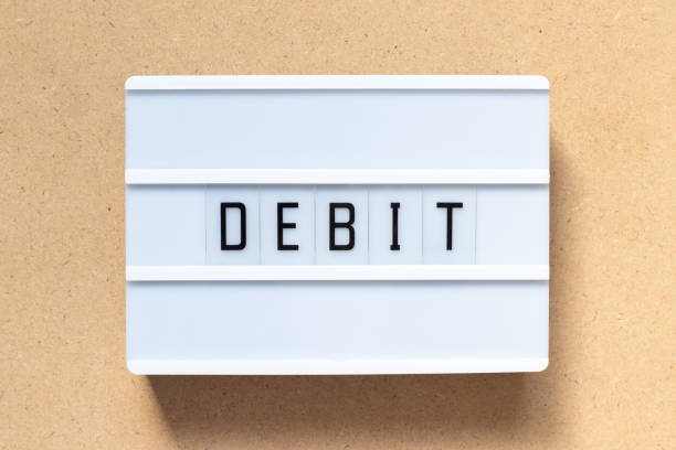 istock White lightbox with word debit on wood background 1144161178