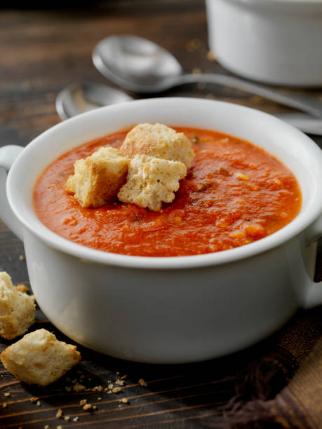 istock Roasted Tomato, Garlic and Basil Soup with Croutons 1144164434