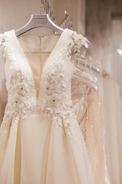 istock Large selection of dresses in the wedding salon 1144169507