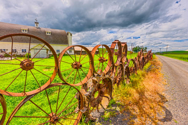 Dahmen Farm wagon wheel fence in the Palouse region of Washington State