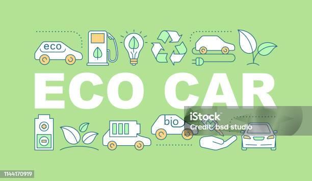 Eco Car Banner Stock Illustration - Download Image Now - Alternative Fuel Vehicle, Concepts, Electric Car
