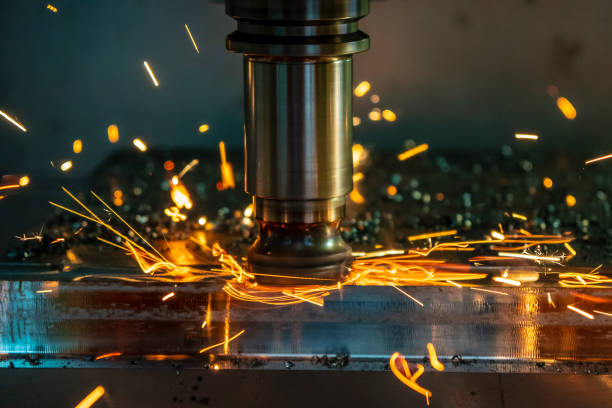 istock The  heating  chip on CNC machining centre  from tool wear. 1144171211