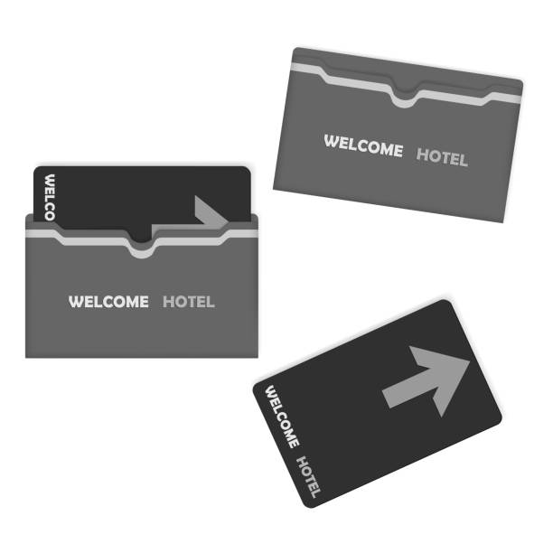 키 카드 슬리브 홀더가 있는 호텔 키 카드-벡터 템플릿 - hotel key illustrations stock illustrations