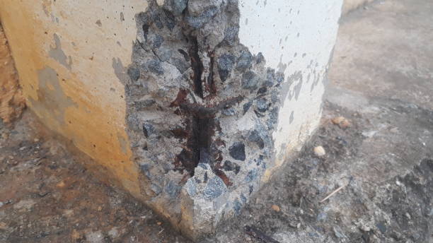 istock rusty steel showing on a broken reinforced concrete beam 1144174425