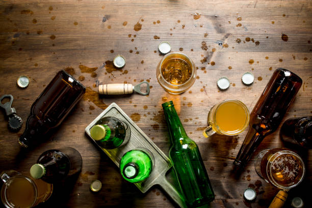 istock Beer in bottles and glasses. 1144174602