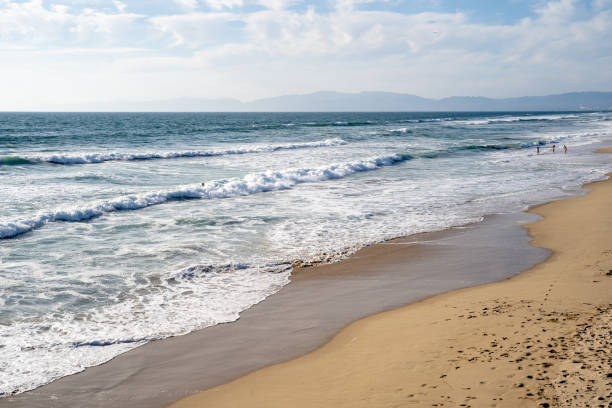 istock Sandy beach in Manhattan Beach California. Waves roll in 1144178172
