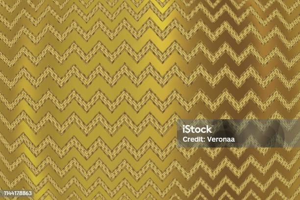 Golden Pattern In Zigzag Stock Illustration - Download Image Now - 2015, Abstract, Art
