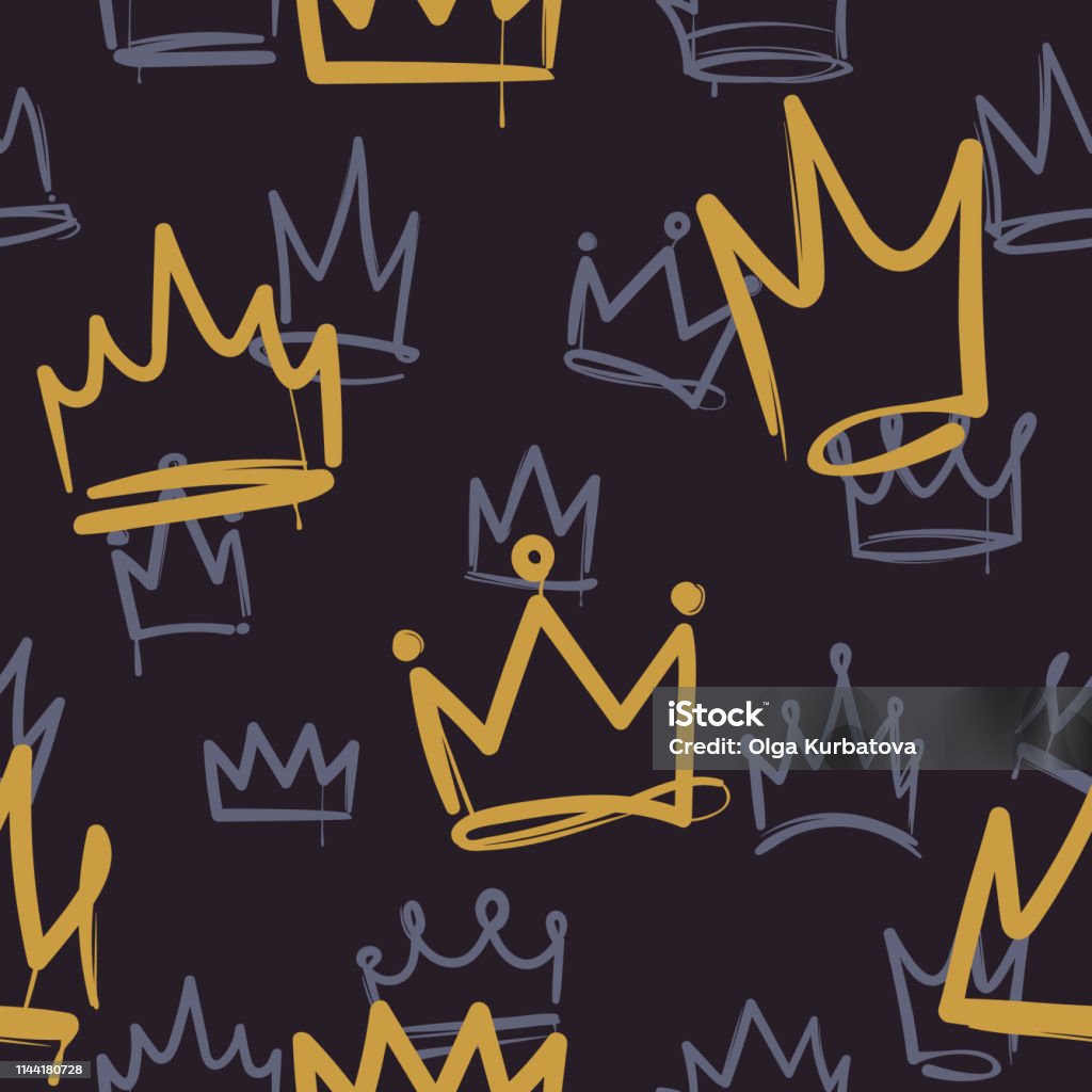 Sketch Crown Pattern Seamless Print Texture Girl Princess Crowns Luxury  Royal Corona Wallpaper Interior Doodle Vector Background Stock Illustration  - Download Image Now - iStock