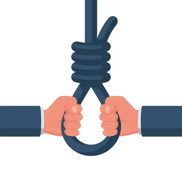 Vector illustration of Rope with a loop for hanging in hands.