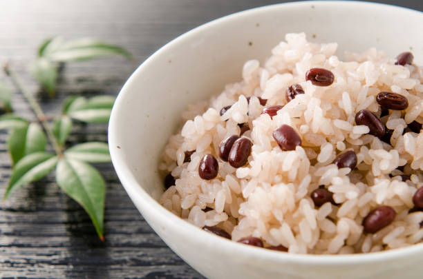 istock Steamed rice with adzuki beans.Festive red rice. 1144183079