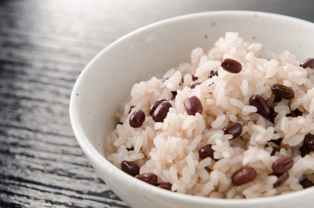 istock Steamed rice with adzuki beans.Festive red rice. 1144183214