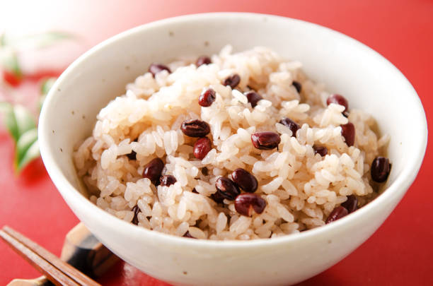 istock Steamed rice with adzuki beans.Festive red rice. 1144183246