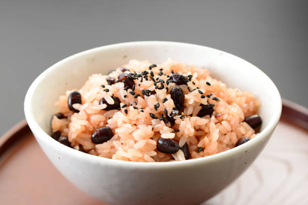 istock Steamed rice with adzuki beans.Festive red rice. 1144183287