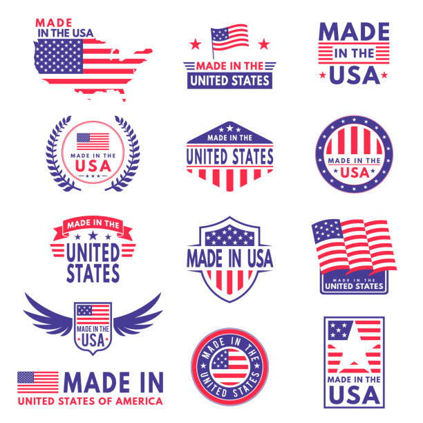 usa etiketten. die fahne machte amerikanische amerikanische staaten flaggen etikett etiketten-stempel star-stempel streifen streifen etick-banner, vektorsymbole - old ribbon banner seal stamper stock-grafiken, -clipart, -cartoons und -symbole