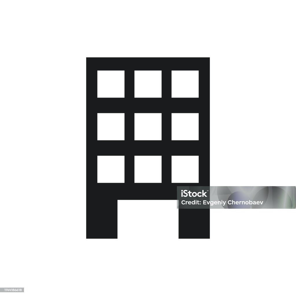 Black Building icon vector eps10. Building icon with windows. Building door open icon. Building icon vector eps10. Building icon with windows. Building door open icon on white background Abstract stock vector