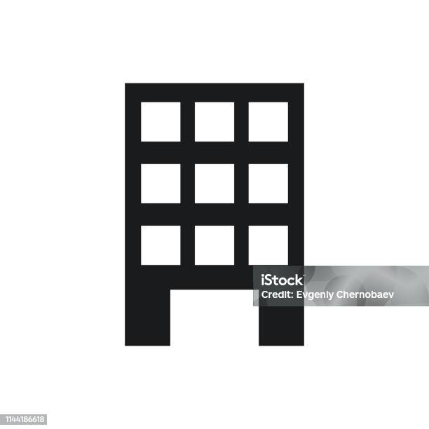 Black Building Icon Vector Eps10 Building Icon With Windows Building Door Open Icon Stock Illustration - Download Image Now