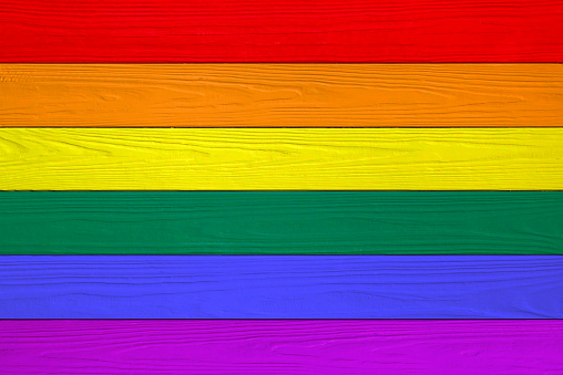 LGBT flag painted on wooden