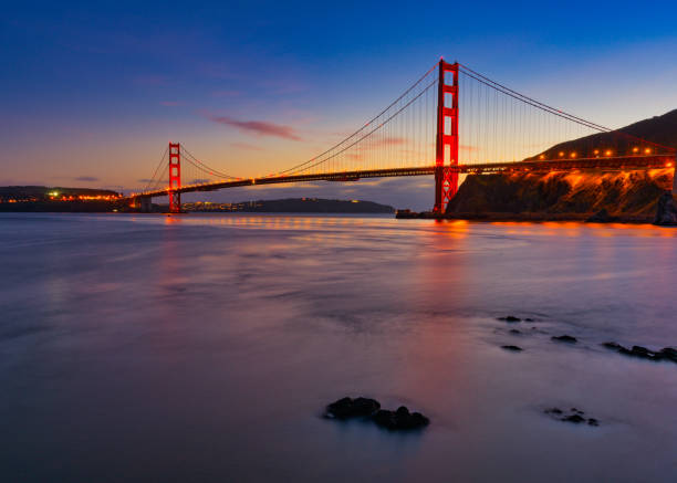 istock Golden Bridge as the sun sets San Francisco Bay with view. 1144192761