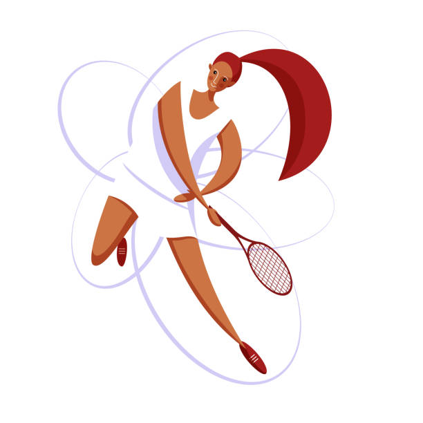 ilustrações, clipart, desenhos animados e ícones de mulheres grandes do tênis - squash tennis