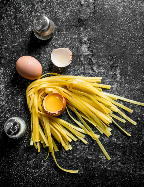 istock Raw homemade pasta with eggs. 1144195515
