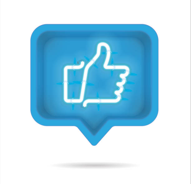 istock Neon Thumb up, Like with on and off tubes in 3D speech bubble, vector illustration 1144196625