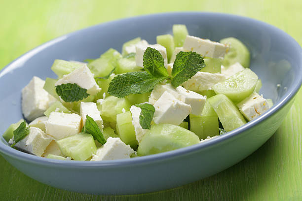 Feta and cucumber salad stock photo