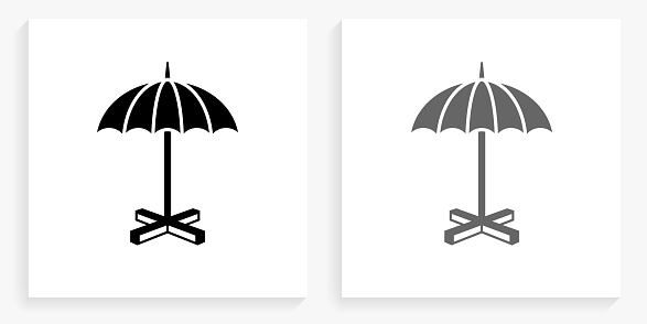 Umbrella Stand Black and White Square Icon
