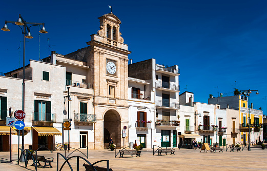 Sammichele, Italy - 25 May 2016: the main square of Sammichele a small town a few kilometers from Bari. The town is famous for the production of a particular sausage called \