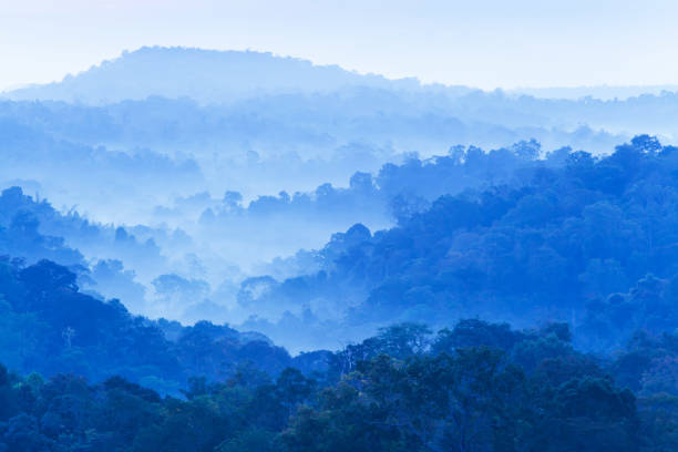 istock Picturesque mountain range on winter morning. 1144199991