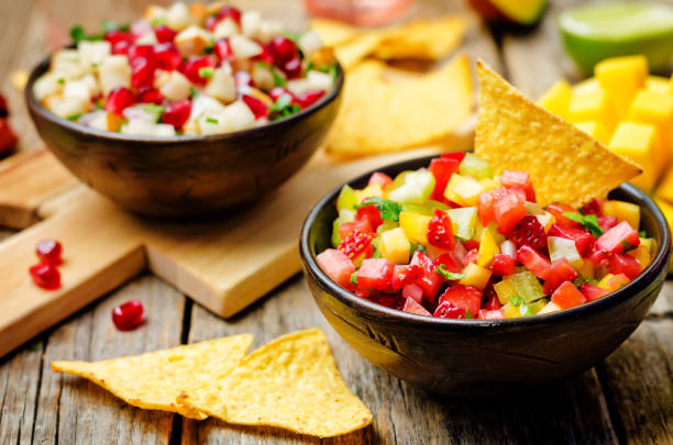 istock strawberry mango pepper and pomegranate pear salsa 1144201079