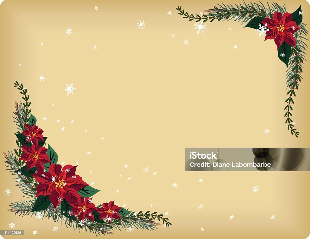 Retro Weihnachtsstern-Blumen Hintergrund Illustration auf Evergreen Springs - Lizenzfrei Rand Vektorgrafik
