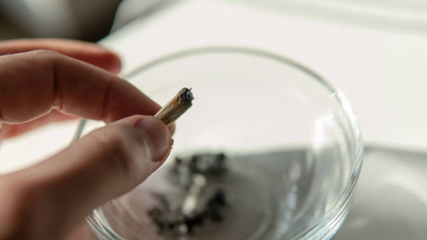 istock burned out marijuana joint in the mans hands. 1144202408