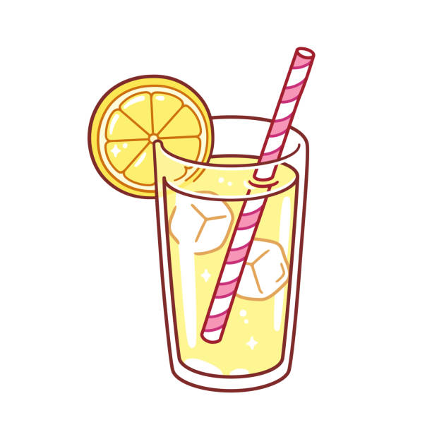 레모네이드 유리 - drinking straw striped isolated nobody stock illustrations