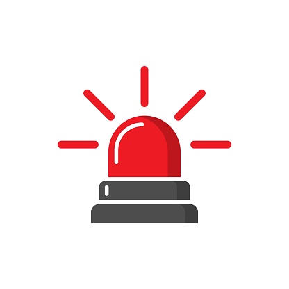 Emergency siren icon in flat style. Police alarm vector illustration on white isolated background. Medical alert business concept.