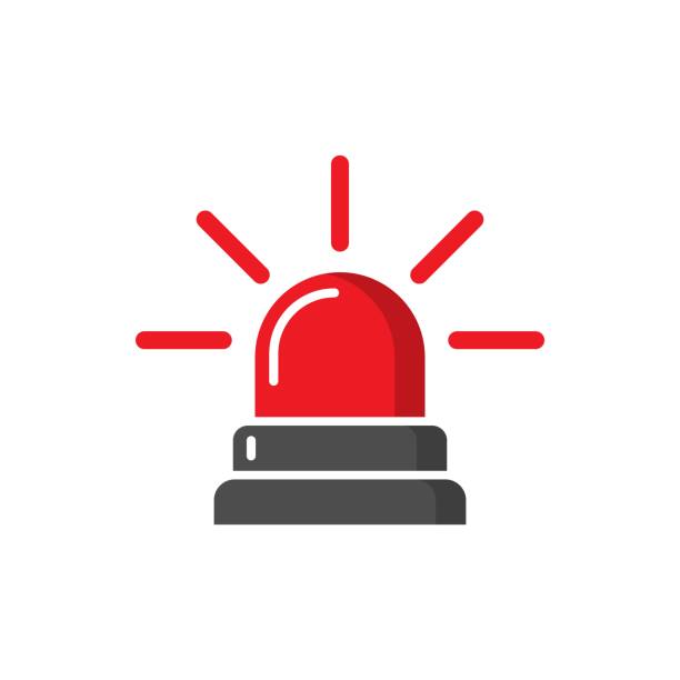 Emergency siren icon in flat style. Police alarm vector illustration on white isolated background. Medical alert business concept. Emergency siren icon in flat style. Police alarm vector illustration on white isolated background. Medical alert business concept. police lights stock illustrations