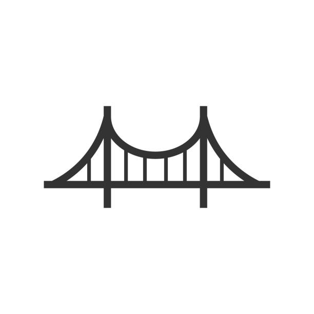 Bridge sign icon in flat style. Drawbridge vector illustration on white isolated background. Road business concept. vector art illustration
