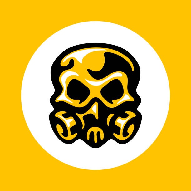 Skull with gas mask icon vector art illustration