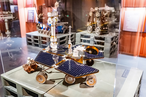 28 JULY 2018, BARCELONA, SPAIN: robotic Mars rover in Space department of Cosmocaixa museum