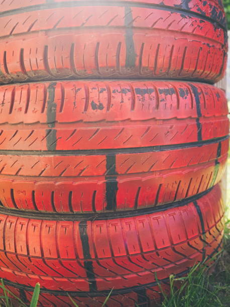 istock Painted Tires in the Garden 1144209577