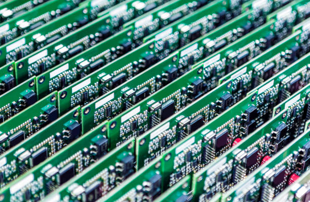 lots of printed circuit boards with mounted and soldered componentry - resistor electrical component electronics industry electricity imagens e fotografias de stock