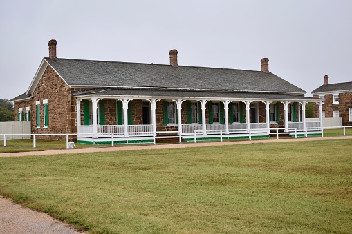 Image shows building exterior, Fort Larned National Historic Site, Kansas