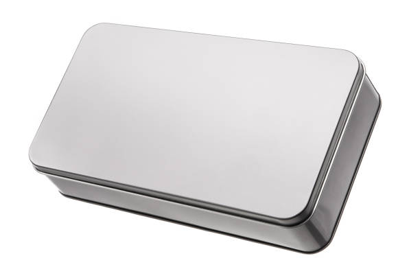 istock silver metal box isolated on white background. 1144218107