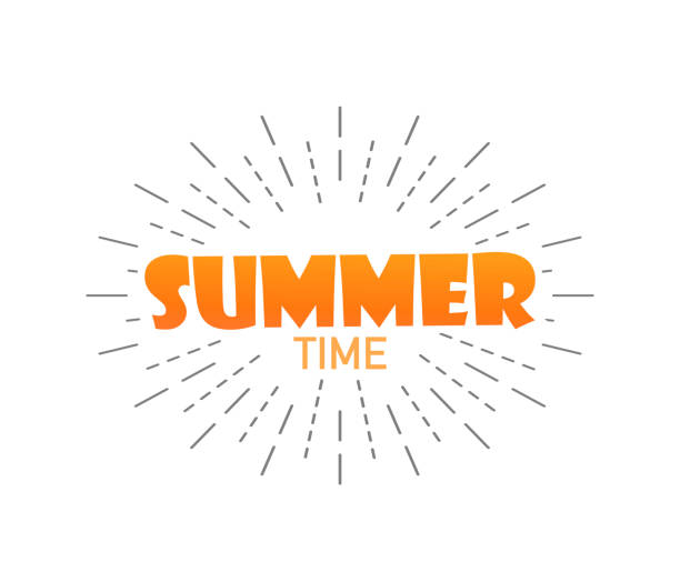 ilustraciones, imágenes clip art, dibujos animados e iconos de stock de hora de verano. verano con ráfaga. fondo aislado. vector - warm welcome