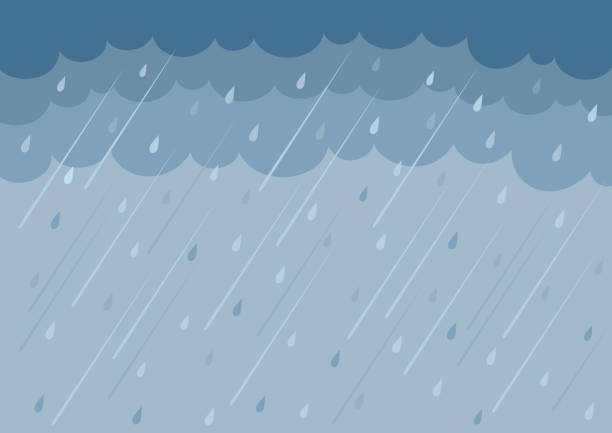 어두운 구름과 비. 비오는 배경 - rain pattern striped water stock illustrations
