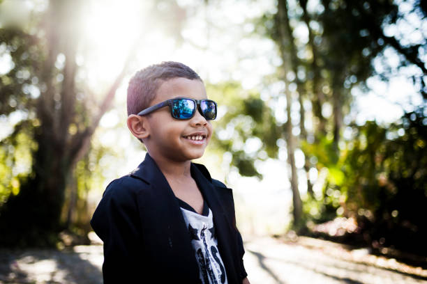Happy boy looking at the landscape