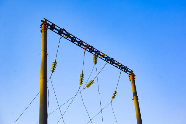 istock a powerful power station provides electricity to the railway, electrical transformers, electric transmission lines 1144227621
